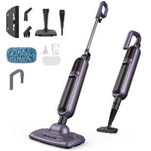 Nettoyeur à vapeur tout-en-1, grand réservoir d'eau de 17 oz, nettoyeur à vapeur détachable pour coulis de carrelage, meubles, mauve