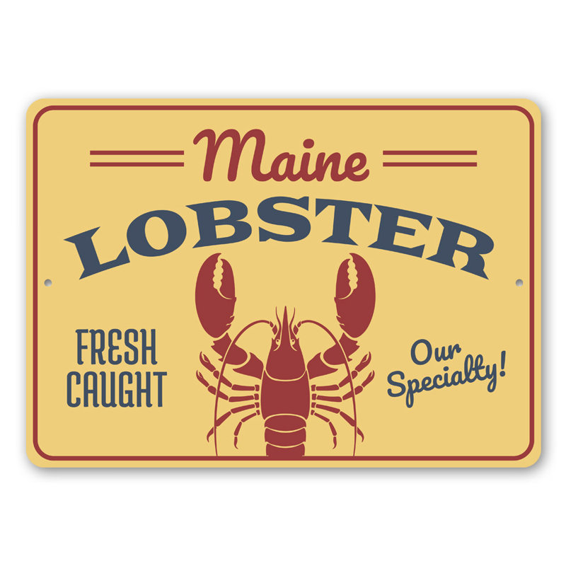 Plaque en aluminium Maine Lobster, H 10 po x l 14 po x P 0,04 po