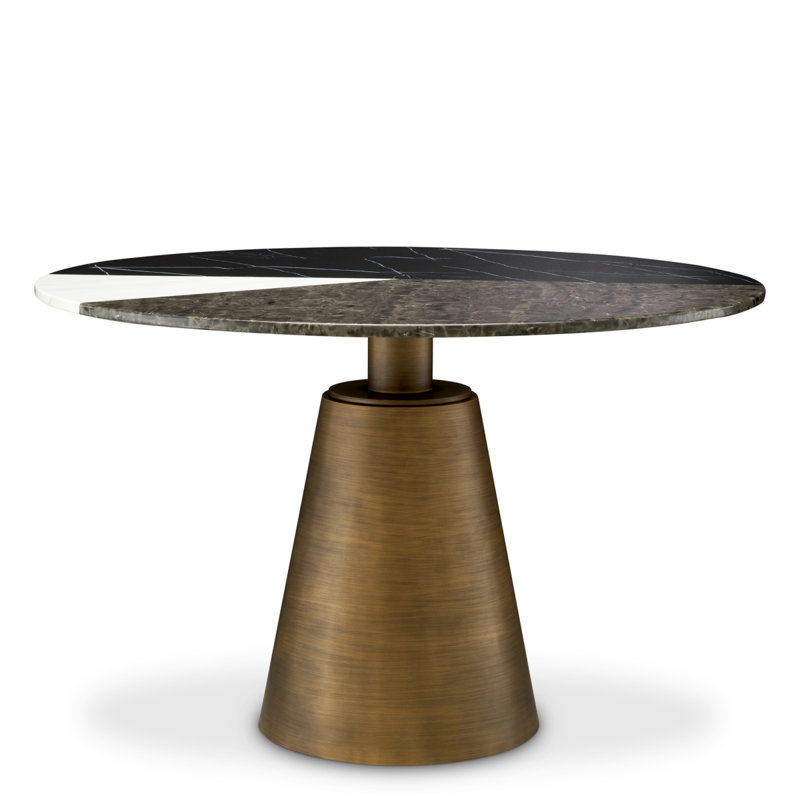 Tricolori Round Marble Pedestal Dining Table