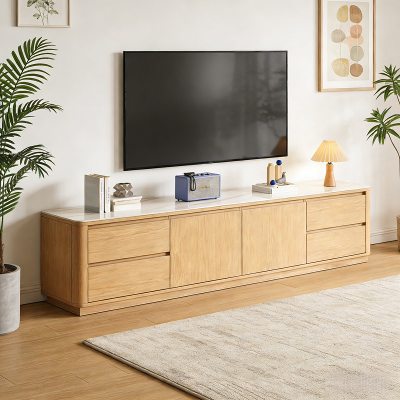 Meuble télé moderne et tendance, Bois robuste / blanc