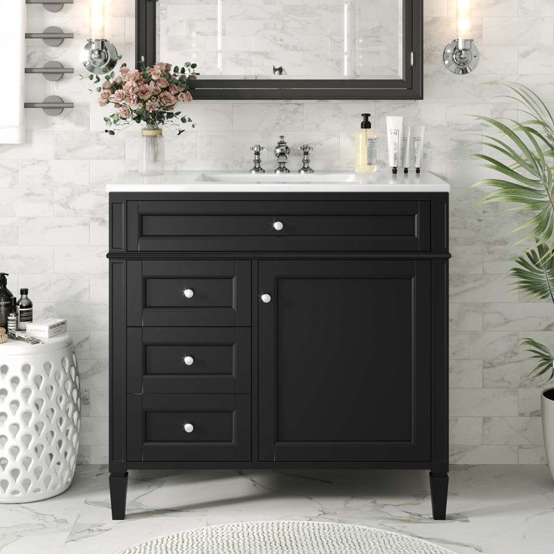 Meuble-lavabo 36 po avec lavabo supérieur, Argent argent, Noir, noir, noir, noir
