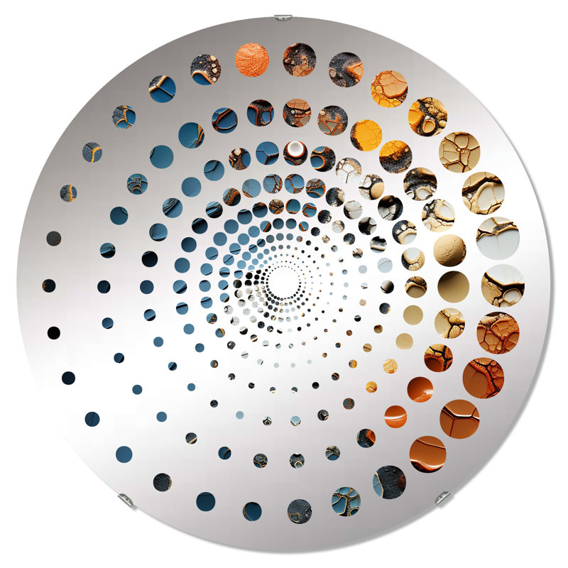 Mouvement fluide bleu et orange - Miroir décoratif à spirale MIR102531 C, 23,6 po x 23,6 po