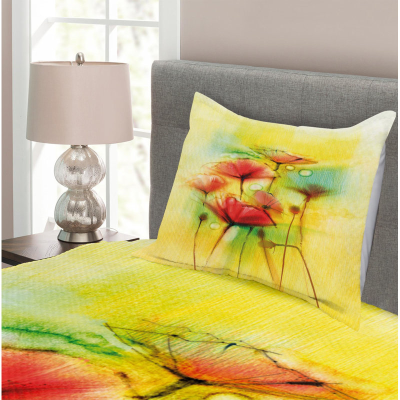 Flower Farmhouse / Country Coverlet, Twin Coverlet + 1 Sham