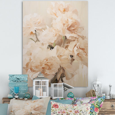 Arrangement d'œillets beige IV sur toile