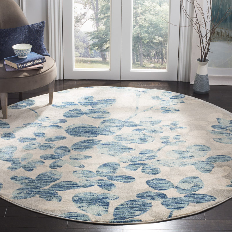 Tapis à fleurs Abdul Performance, Rond 6 pi 7 po