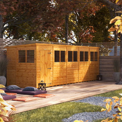 Powersheds 20 x 6ft Timber Tongue & Groove Pent Garden Shed