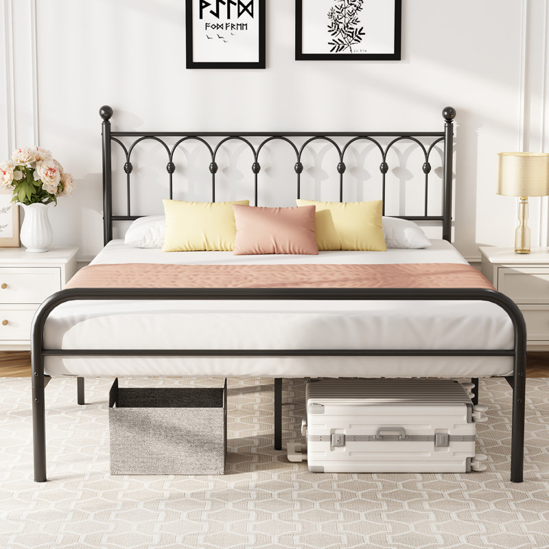 Classic Metal Platform Bed Frame, Mattress Foundation with Steel Slat Support, Under Bed Storage, No Box Spring Required, Easy Assembly
