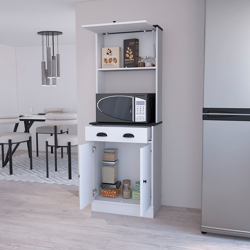 Garde-manger blanc et noir à 2 armoires