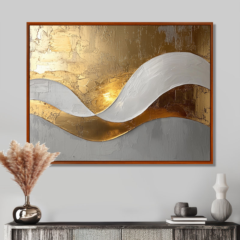 Amaro I - Abstract Large Wall Art, Brun, Cadre flottant, H 16 po x l 32 po