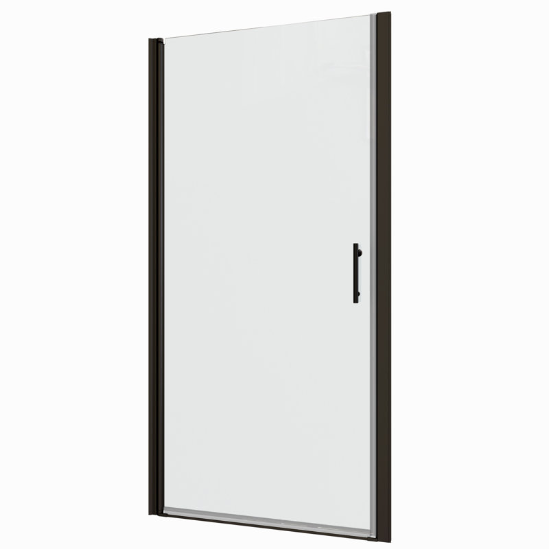 1 porte de douche noire matte réglable de 1 3/8 po avec pivot universel. Verre trempé de 1/4 po, 36 000 tests d'ouverture / fermeture, fuite, installation facile, convient aux ajustements 28-29