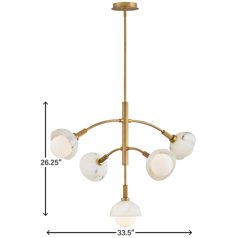 5 - Light Unique Classic Chandelier, Heritage Brass