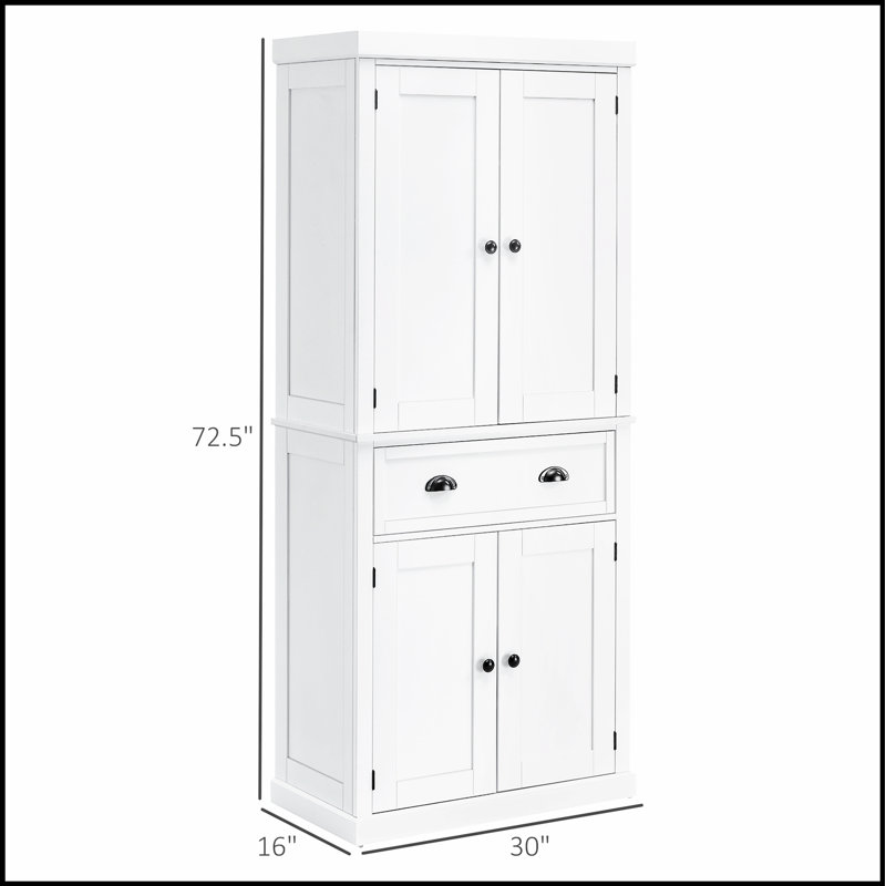 Armoire de cuisine autoportante avec 2 armoires à portes, un tiroir et des tablettes réglables pour un rangement efficace