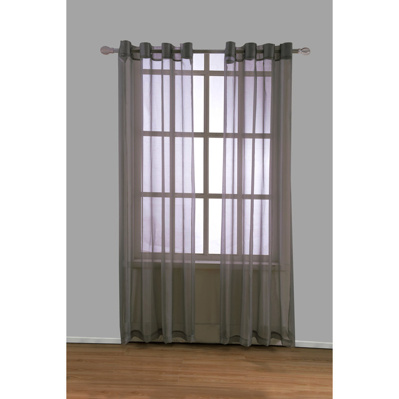 Paire de rideaux transparents avec œillets Johson, gris