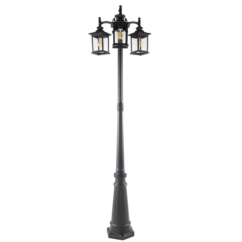 Lampadaire d'extérieur 3 têtes noir classique