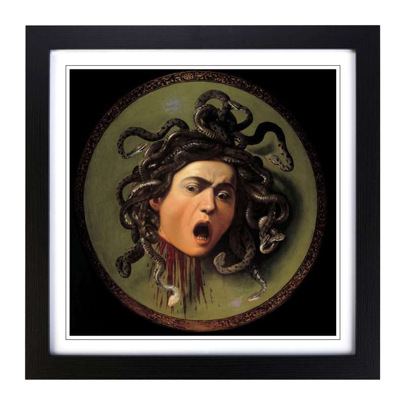 The Head of Medusa by Caravaggio Framed - Framed Print, Black