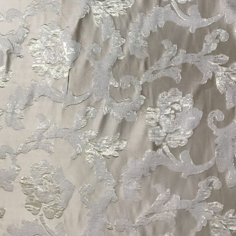 Floral Design on Jacquard | Nora Fabric_NORA, Ecru