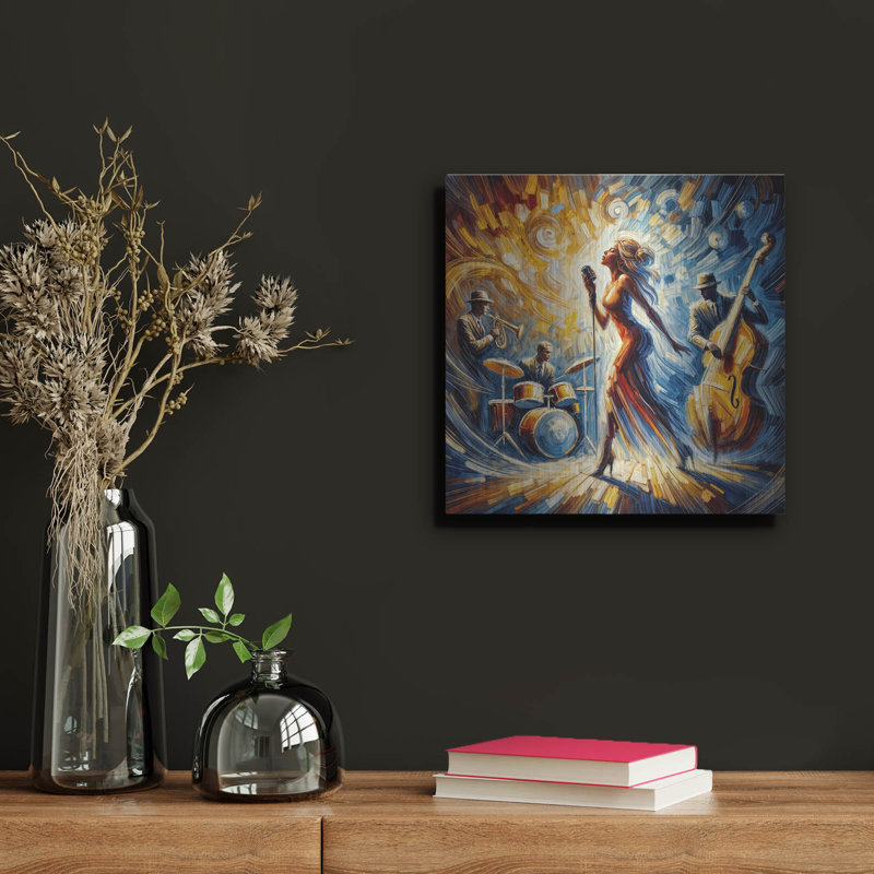 «Jazz Band Abstract» par Rey Klimt, art mural, H 12 po x l 12 po, Métal métal