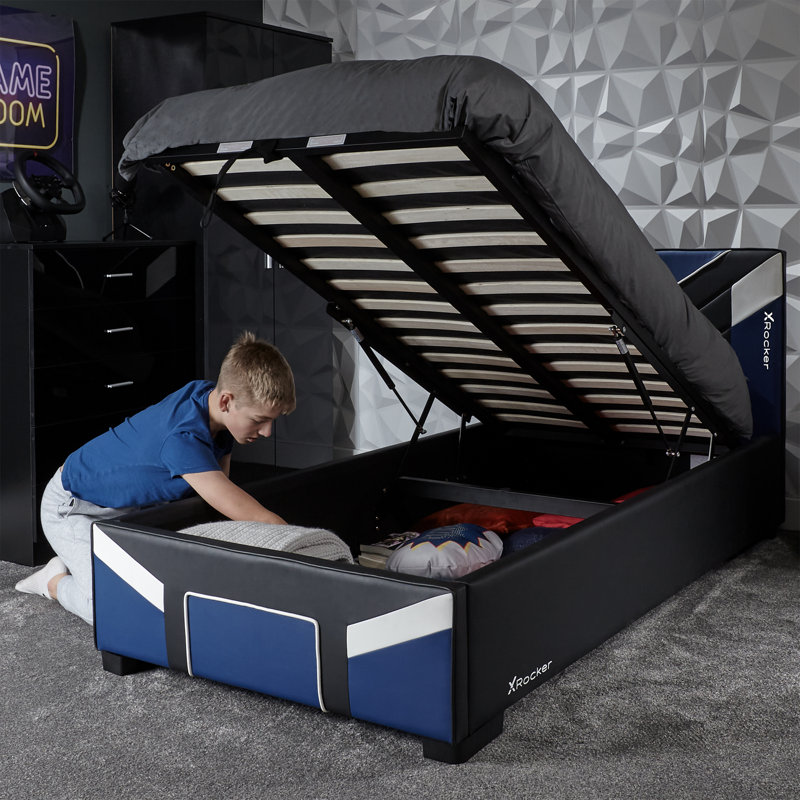 X Rocker Cerberus Double Ottoman Gaming Bed - Blue