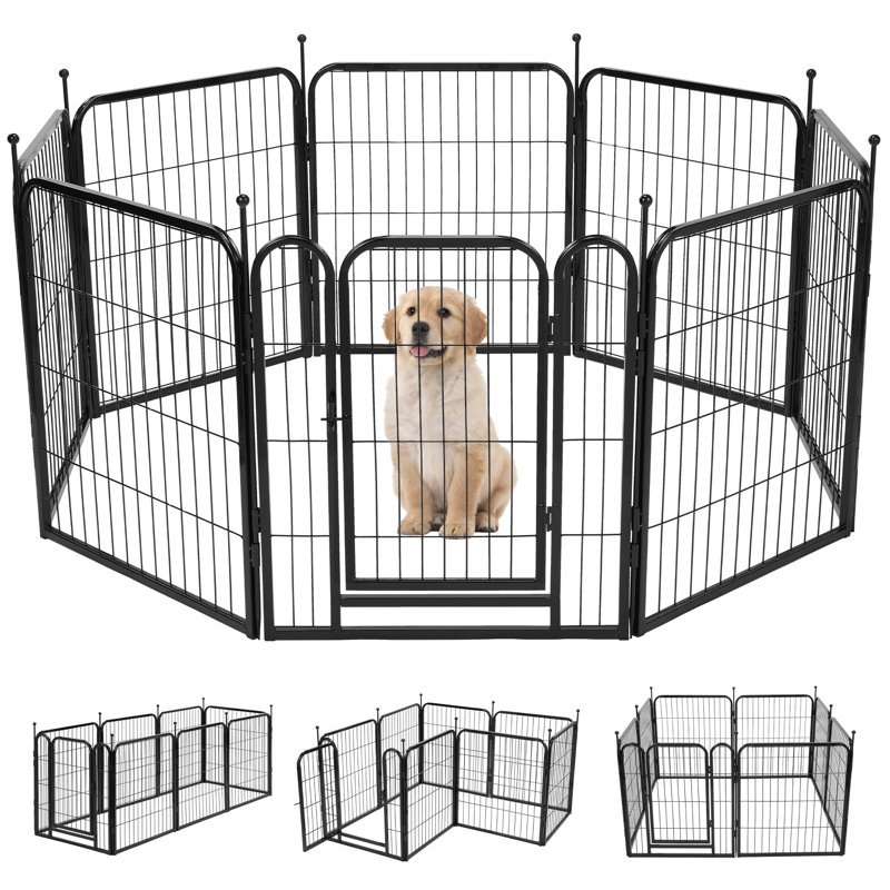 Clôture d'exercice pour chien robuste en métal pliable 8 panneaux