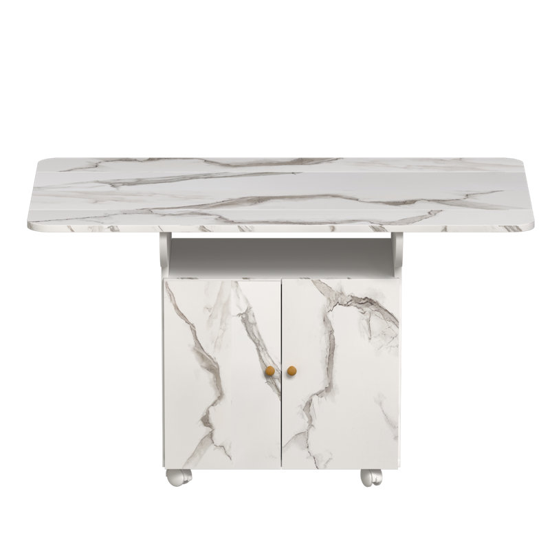 Versatile Folding Dining Table with Storage and Marble Finish