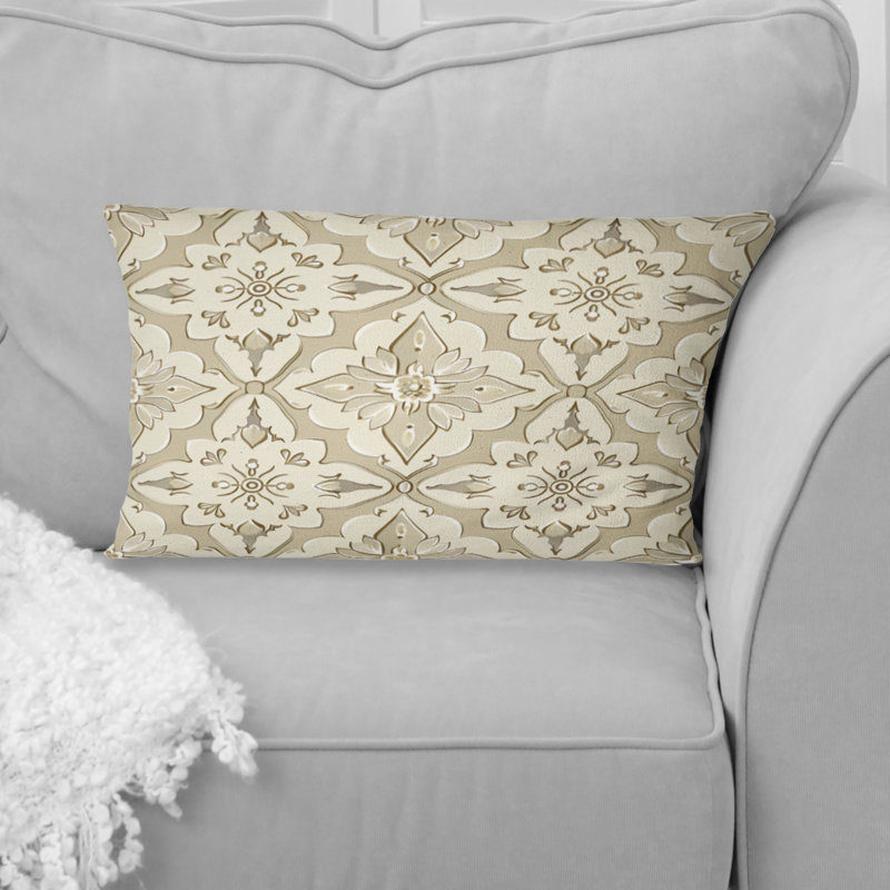 Imprimé mosaïque blanc crème - Coussin lombaire traditionnel