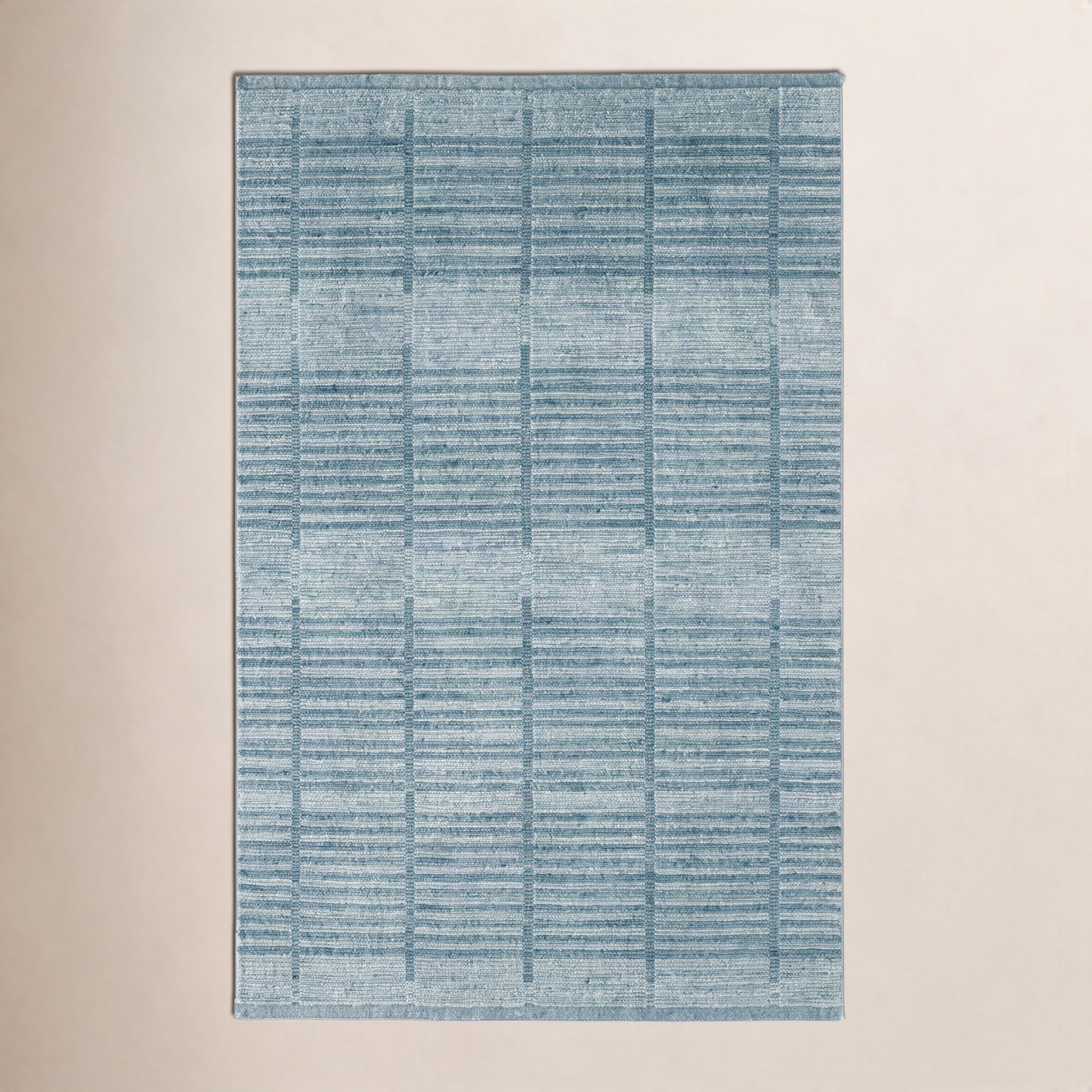 Nona Blue Hand-Woven Geometric Rug, Rectangle 10' x 14', Blue