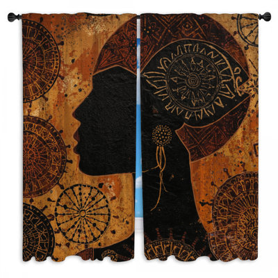 African Silhouette Mandala Window Curtains  Silhouette Sheer & Room Darkening - 2 Panels