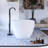 59" Solid Surface Freestanding Soaking Bathtub in Matte White