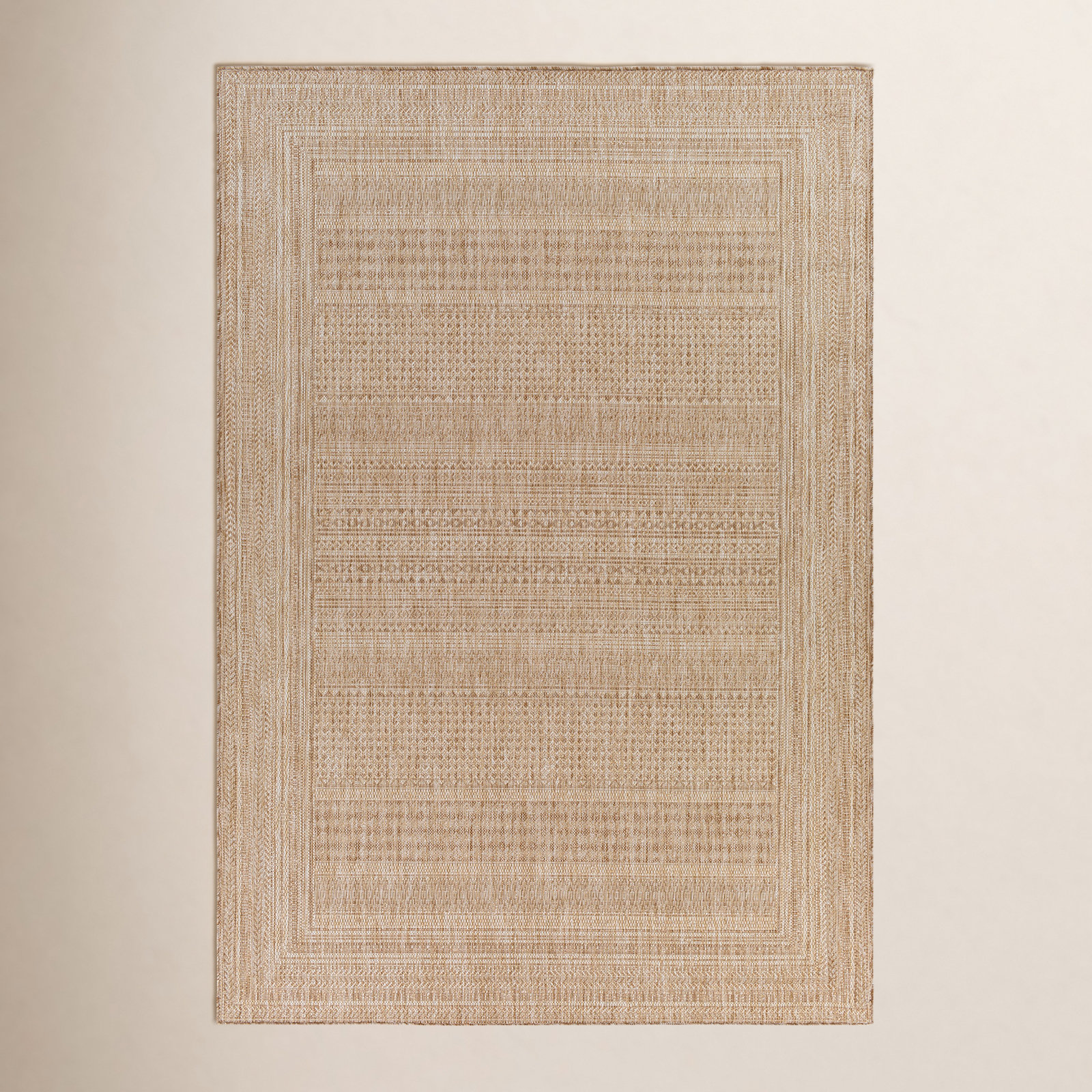 Camar Oriental Indoor/Outdoor Area Rug in Khaki, Rectangle 5'3" x 7'