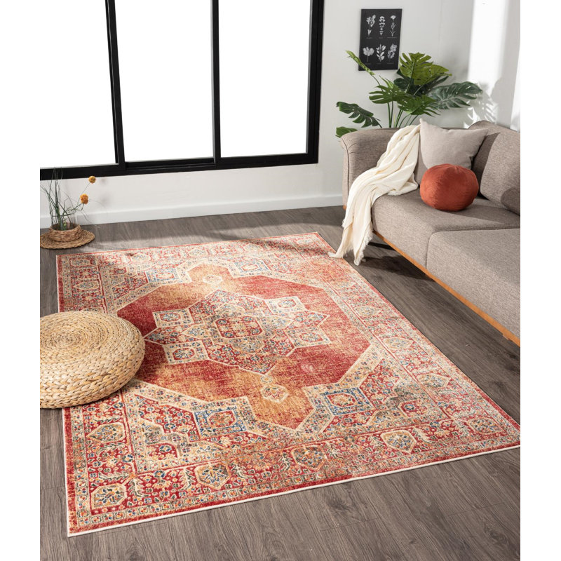 Tapis rouge Heriz Collection Southwestern Medallion, Rectangle 7 pi 7 po x 11 pi 2 po
