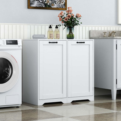 Laundry Cabinet With Doors And Shelf, Tilt-Out Laundry Hamper