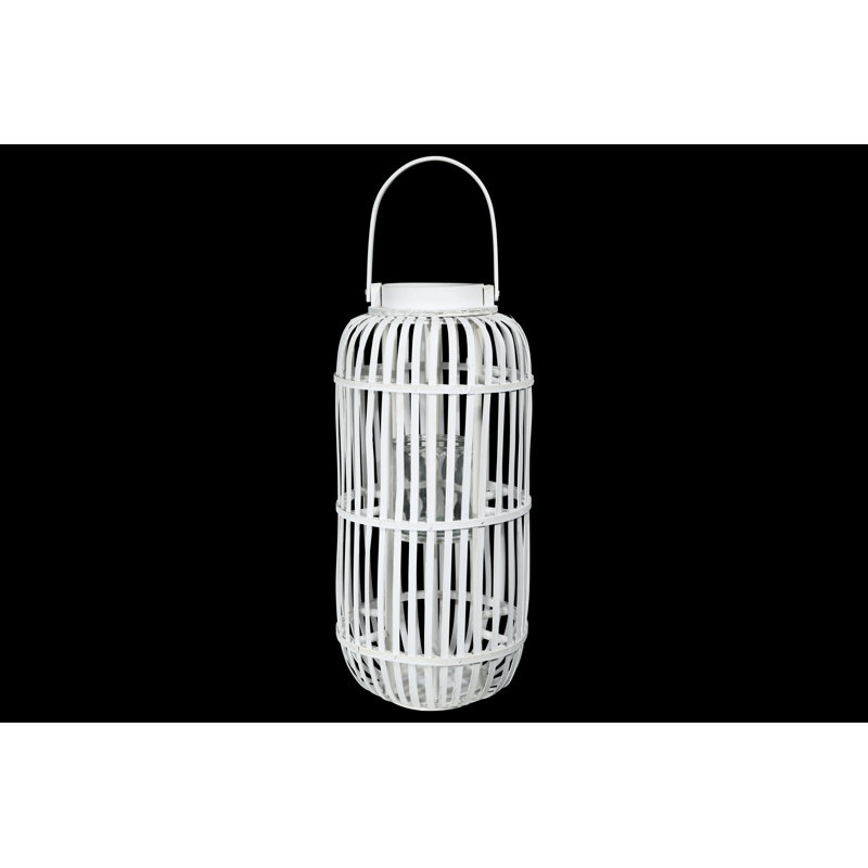 Lanterne en bois rond, Gris, H 22 po x l 10,25 po x P 10,25 po