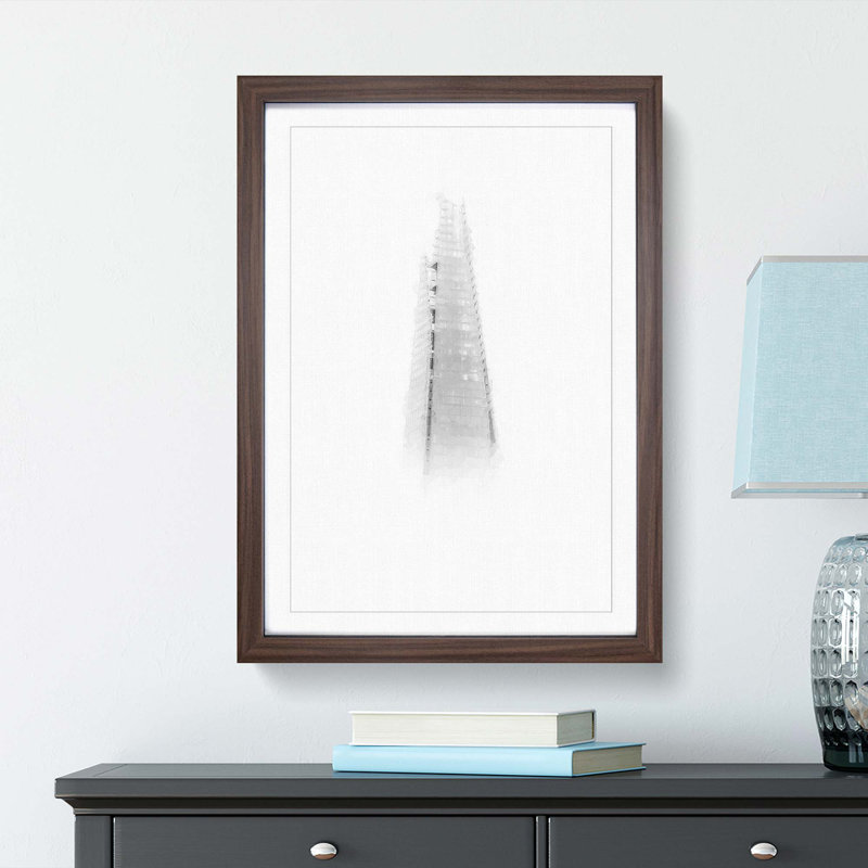 The Shard in London England Abstract Art - Picture Frame Graphic Art Print, 76cm H x 50cm W x 2cm D, Walnut