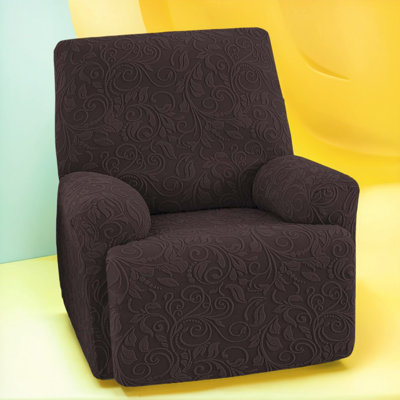 Velvet 4-Piece Recliner Cover With Elastic Fit – Stretch Jacquard  Slipcover For Reclining Chairs, Pet/Kid Proof