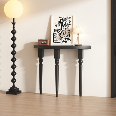 Console demi-cercle en bois massif noir