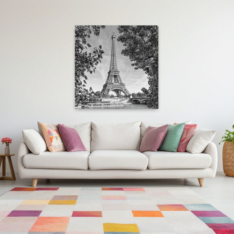 «Classic Eiffel Tower View», architecture contemporaine contemporaine, art mural, H 48 po x l 48 po