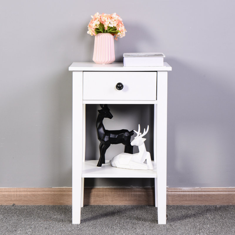 Table de bout de salon blanche - ajoute une touche de rangement chic et polyvalente à votre salle de bain