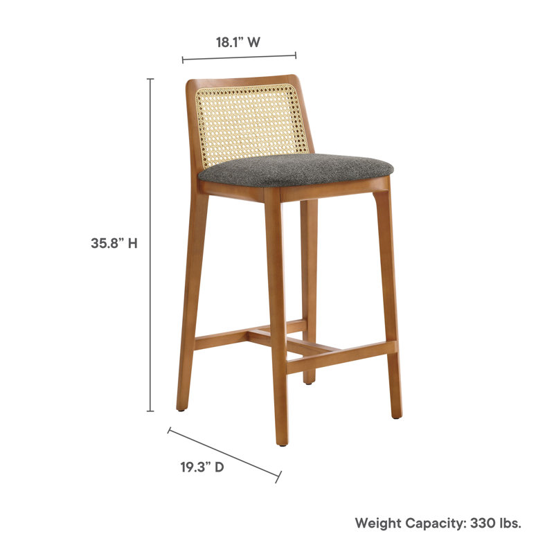 Monarch Wood And Rattan Counter Stool, Gray/Brown