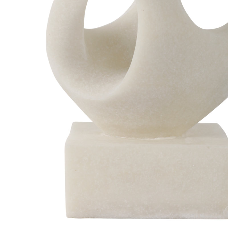 Sculpture Polyresin Abstract Loop Design Modern Accent For Home Office Bedroom Or Living Room Decor - 16" White