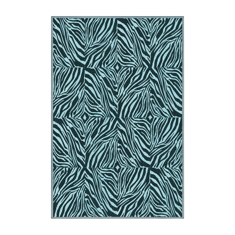 Tapis bleu clair à imprimé animal, Rectangle 8 pi x 12 pi