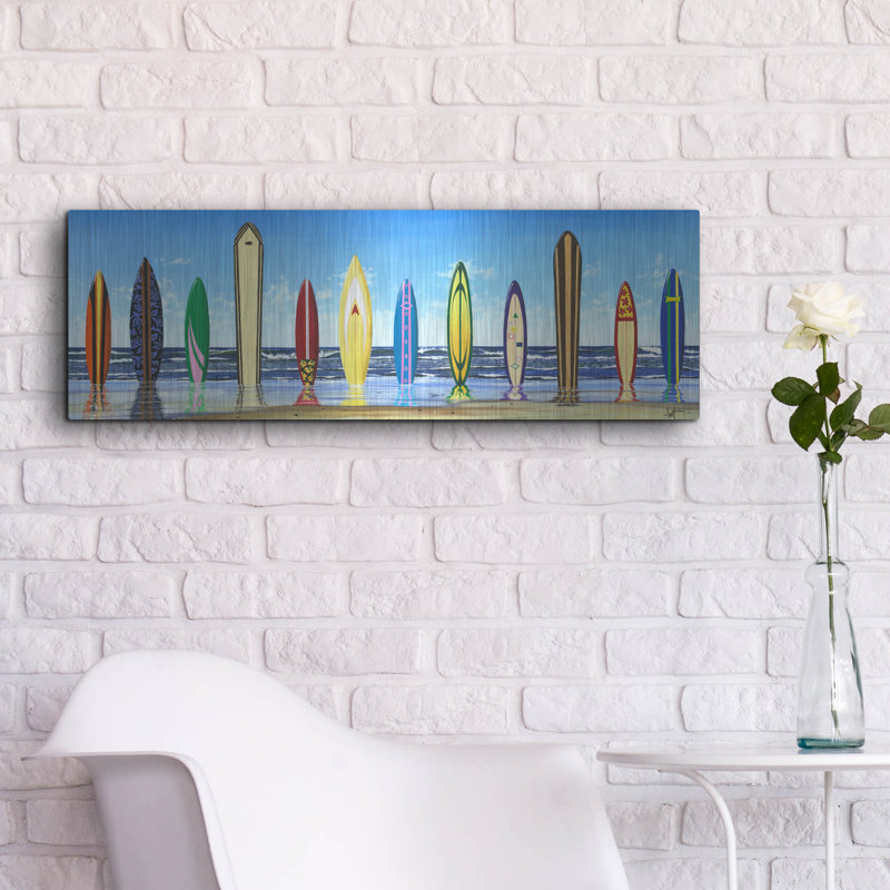 Art mural en métal Rosecliff Heights «Board Stiff» par Scott Westmoreland, H 12 po x l 36 po