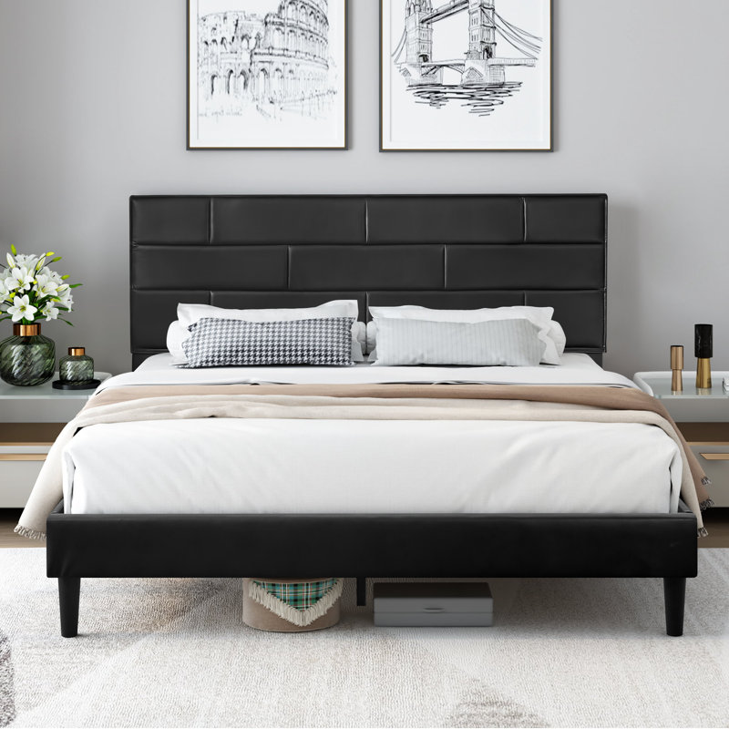 Edo Modern Upholstered Bed Frame, Queen