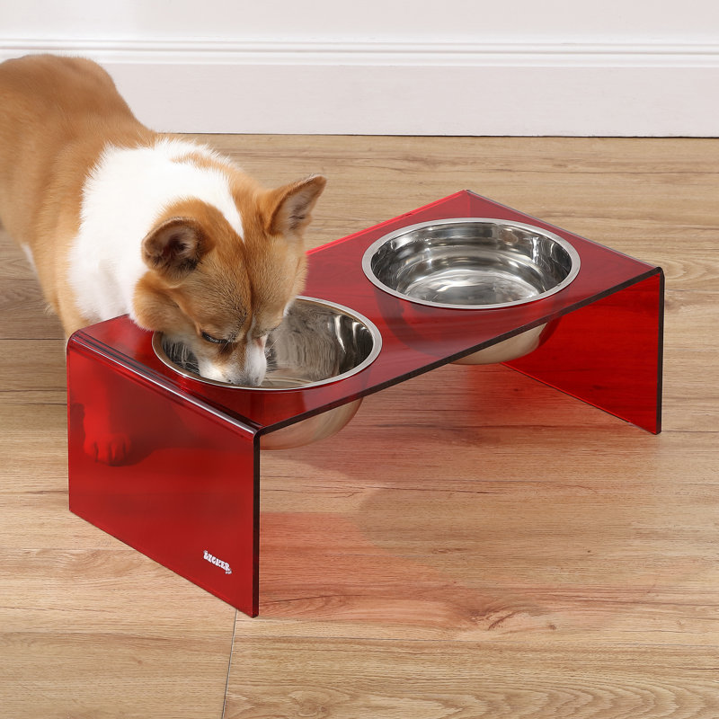 Mangeoire pour animaux Keaton, Moyen (6,76 tasses / 54 oz liquides), Rouge / chrome
