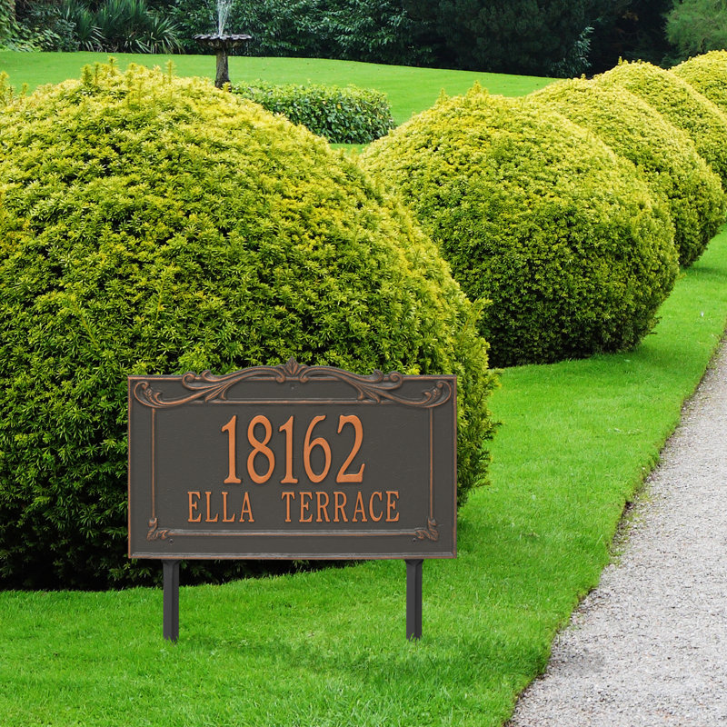Signature Series 2-Line Lawn Address Sign, Forged Copper, Copper, Yes