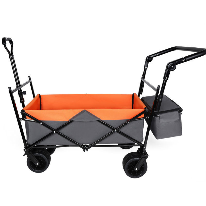 Avec poignée-poussoir, chariot pliable de 480 lb avec auvent, chariot de chariot avec roues tout-terrain de 7 po, chariot pliable léger, grande capacité pour le camping, le magasinage, les sports et le jardin