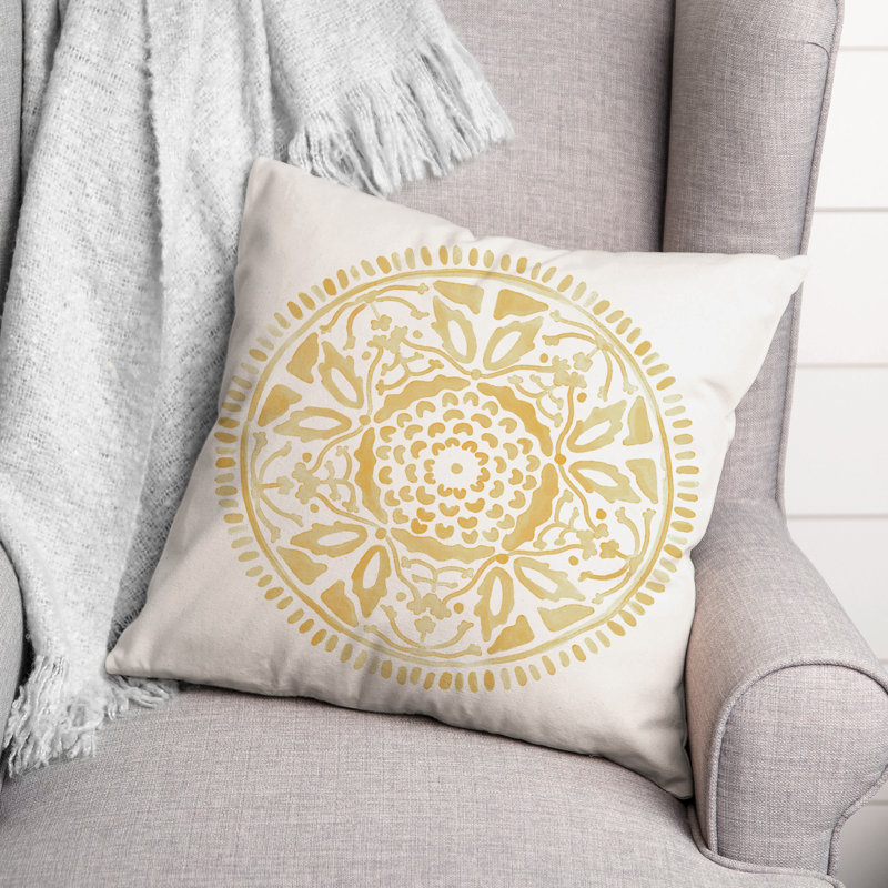Housse et insert de coussin extérieur d'extérieur, Jaune, Floral 3