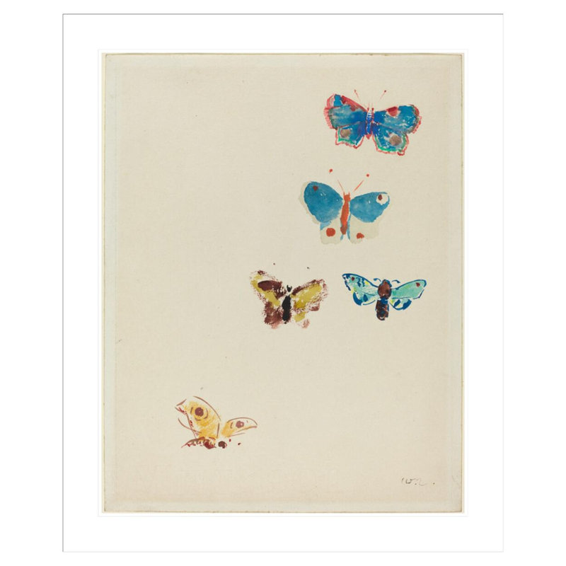 Cinq papillons par Odilon Redon, H 40,47 po x l 33,5 po