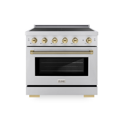 ZLINE Autograph 36 in. Paramount Induction Range with 5 Element Cooktop & Gold Helix Handle
