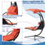 Chaise de jardin orange avec parasol réglable et siège épais - Chaise courbée suspendue, conception ergonomique pour patio