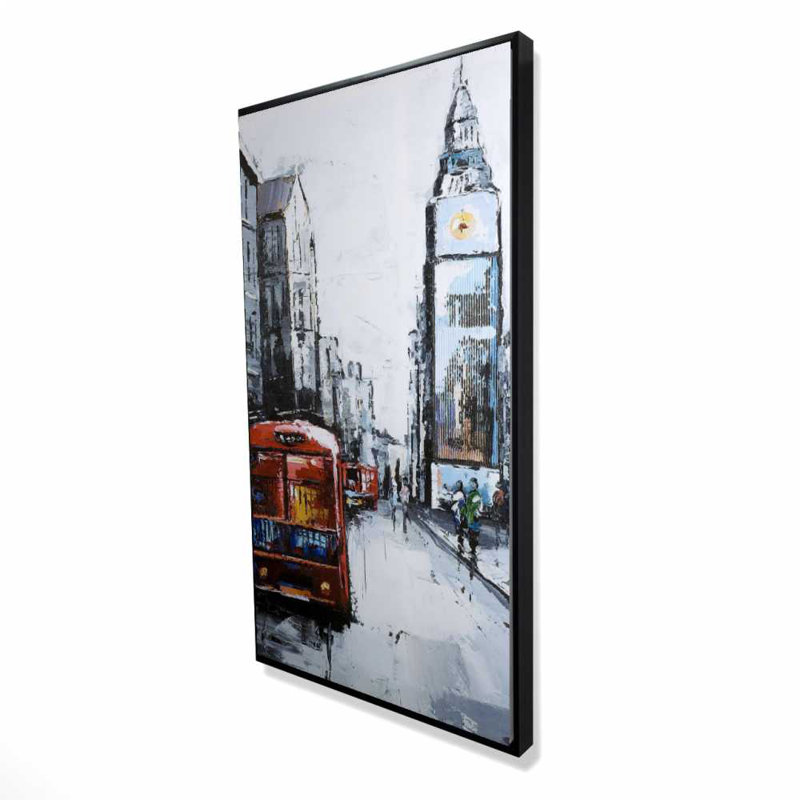 Toile abstraite «London Bus» | Décoration murale contemporaine